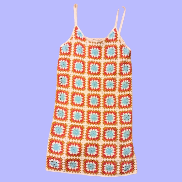 Willow and Wind Crochet Dress - Red, Blue, Cream - Picture 3 of 7